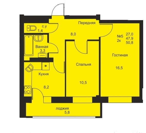 планировка квартиры 51 м2