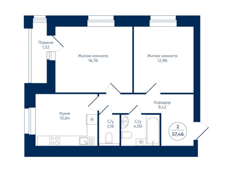 планировка квартиры 57 м2
