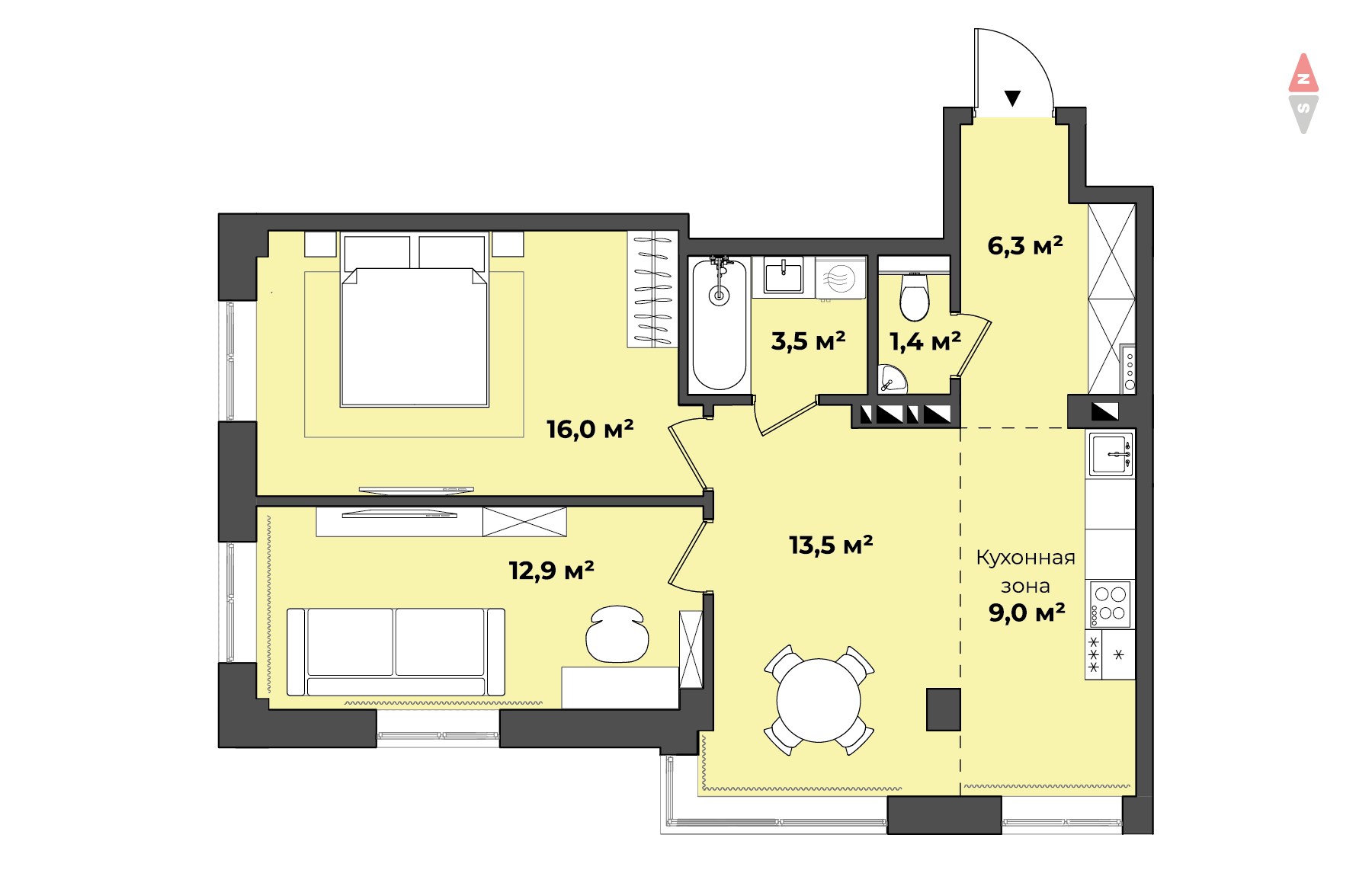 планировка квартиры 63 м2