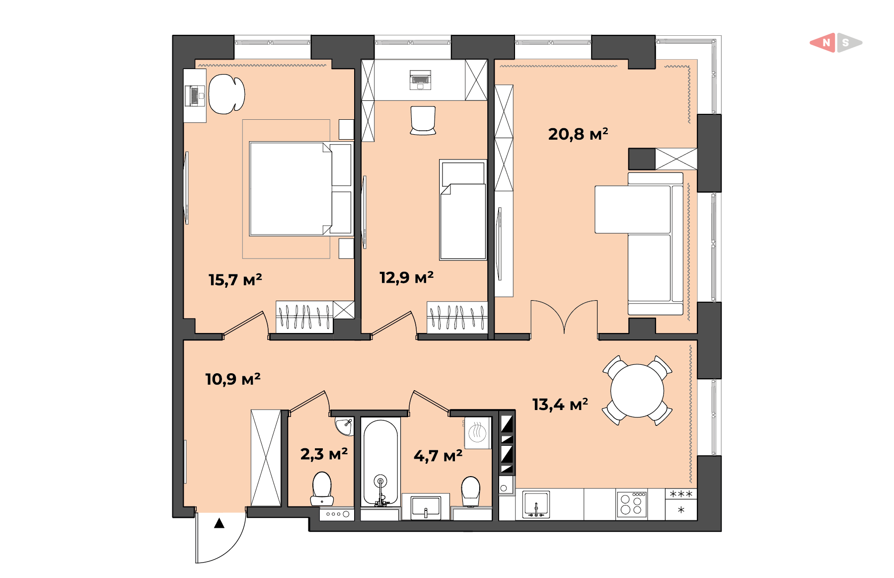 планировка квартиры 81 м2