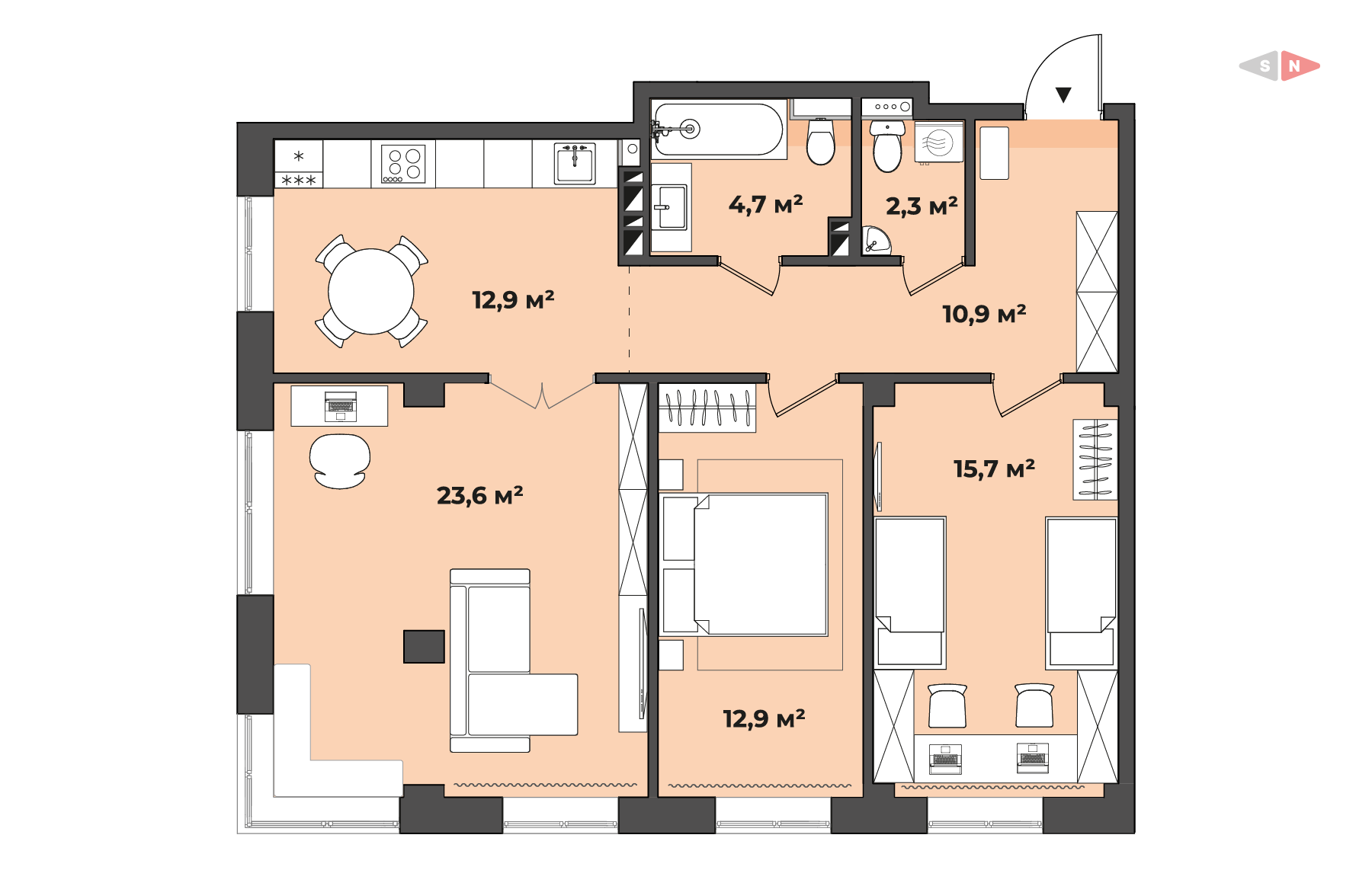 планировка квартиры 83 м2