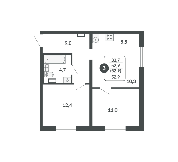 планировка квартиры 52 м2
