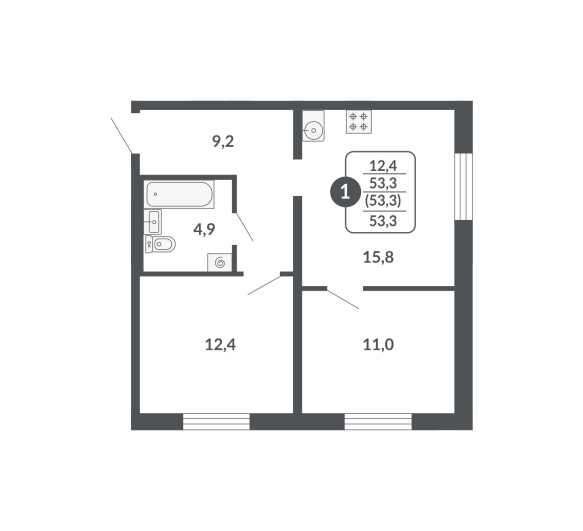 планировка квартиры 53 м2