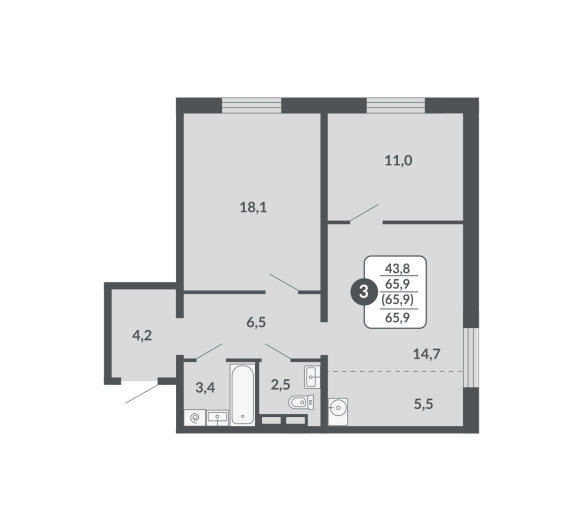 планировка квартиры 65 м2