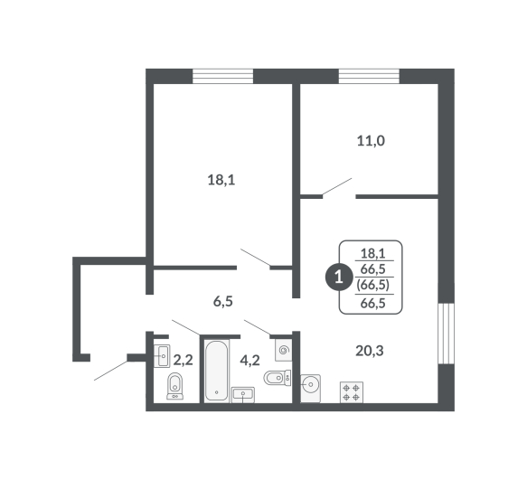 планировка квартиры 66 м2