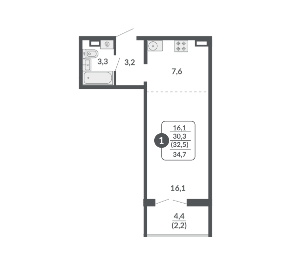 планировка квартиры 35 м2