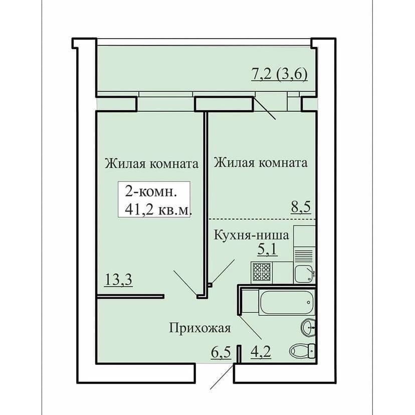 планировка квартиры 41 м2