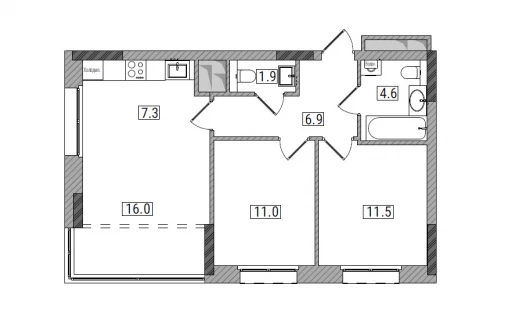 планировка квартиры 59 м2