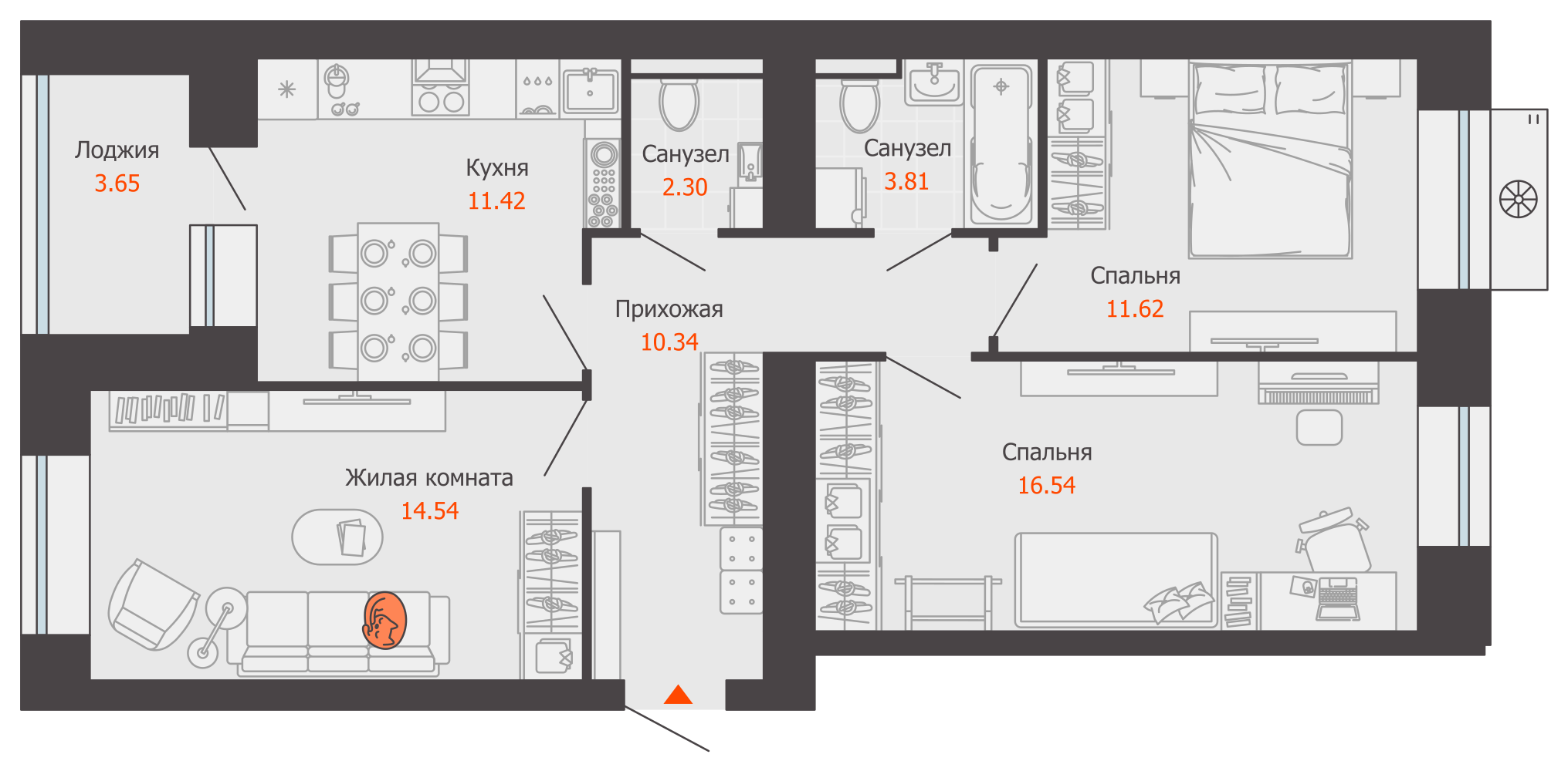 планировка квартиры 72 м2